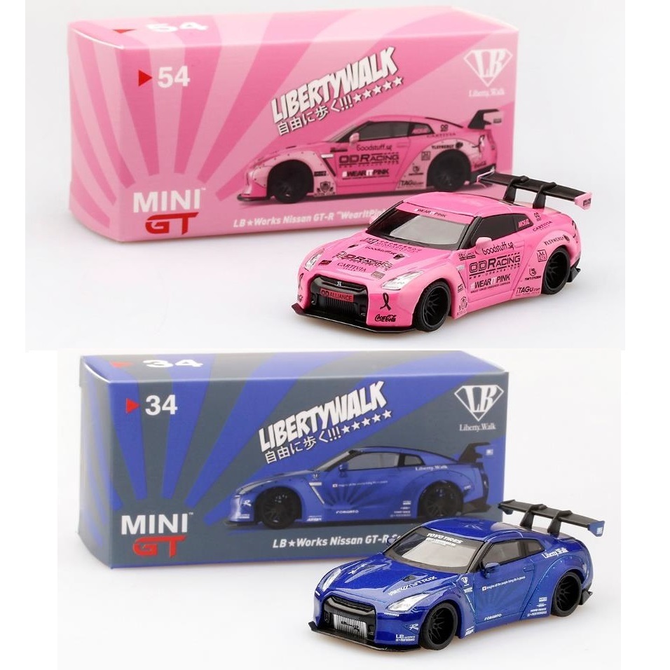 予約受付中】(MINI GT)LB☆WORKS 日産 GT-R R35 タイプ１ リアウイングバージョン1 Pink マレーシア/キャンディブルー  北米(8月発売) - 0015625RScar
