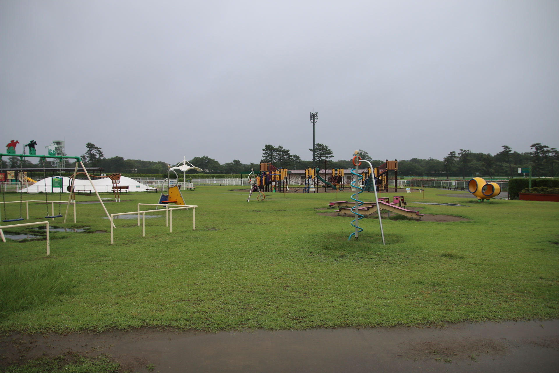 雨の日の競馬場