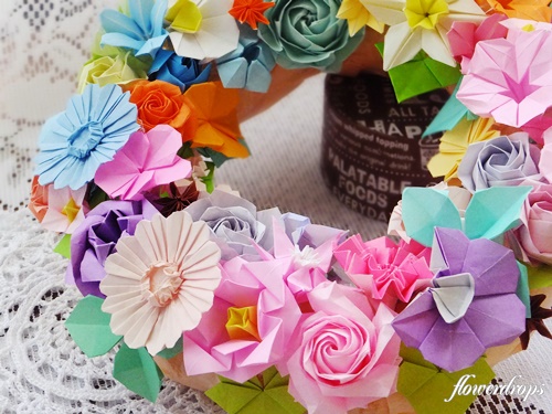 折り紙 花の折り紙リース Flowerdrops Handmade