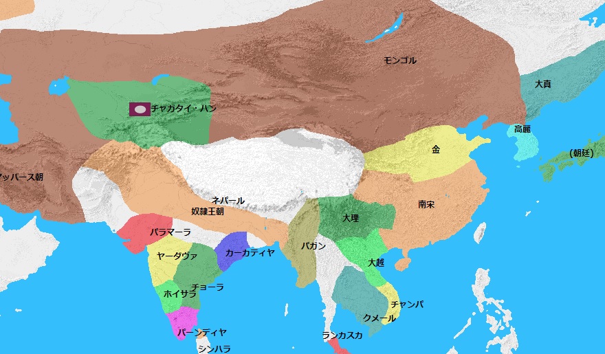 1231年頃の日本周辺地図